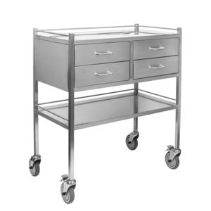 carrello per anestesia / per strumenti / 4 cassetti / 2 ripiani