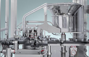 sistema di incapsulamento per flacone / per l'industria farmaceutica / automatico / a moto continuo