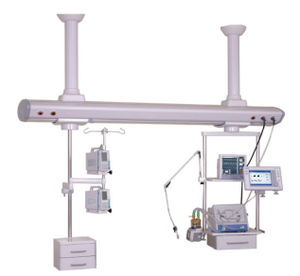trave tecnica / a soffitto / con ripiani / per terapia intensiva