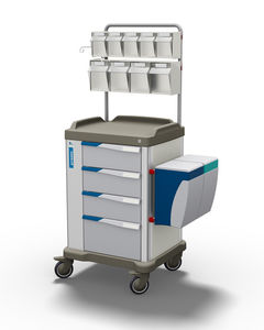 carrello multifunzione / di distribuzione di farmaci / per logistica / con cassetti