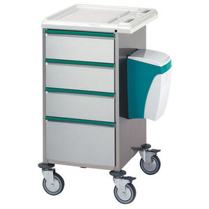 carrello di distribuzione di farmaci / multifunzione / 4 cassetti / con cestello per rifiuti