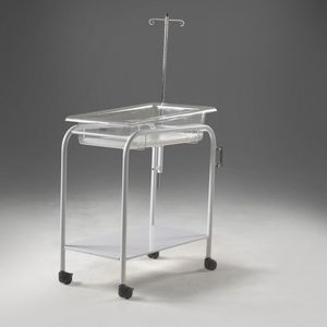 culla pediatrica trasparente / in acciaio inossidabile / con rotelle