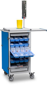 carrello di distribuzione di farmaci / di stoccaggio / per farmaci / con sportello battente