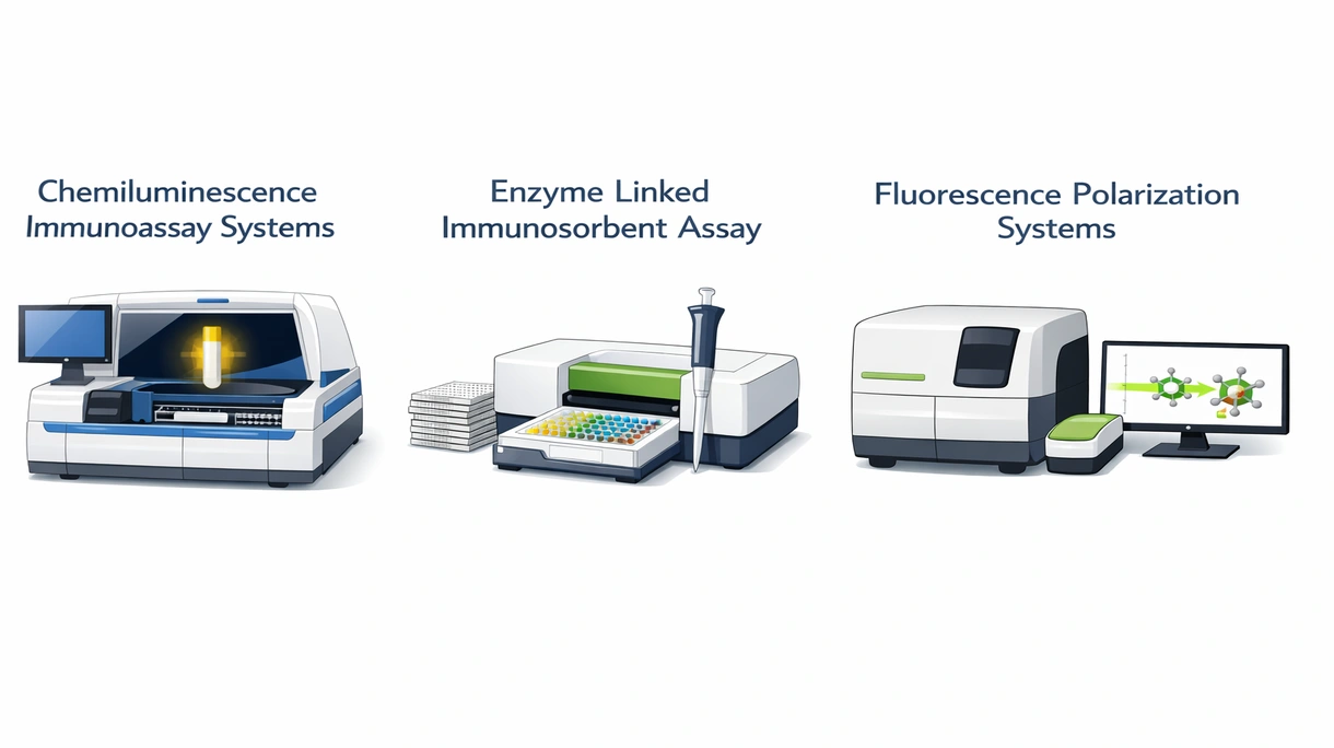 Vista dettagliata del braccio di pipettamento interno e del carosello dei reagenti di un sistema diagnostico immunologico in chemiluminescenza ad alto throughput.
