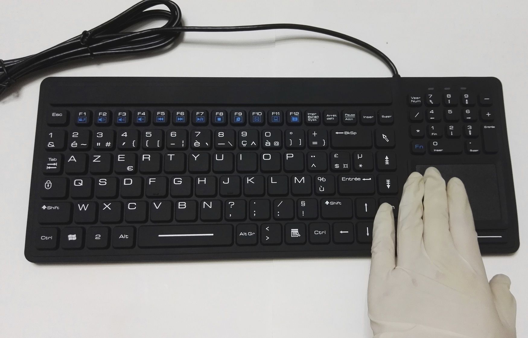 Tastiera medicale con touchpad / USB / in silicone / disinfettabile PM07TP PAC Technology