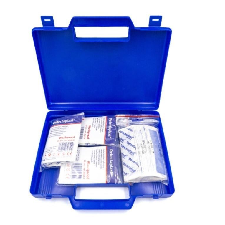 Kit Di Pronto Soccorso Detectaplast Per Ristorazione - 190 Pezzi Con Cerotti Blu, Disinfettante E Benda - Conforme HACCP