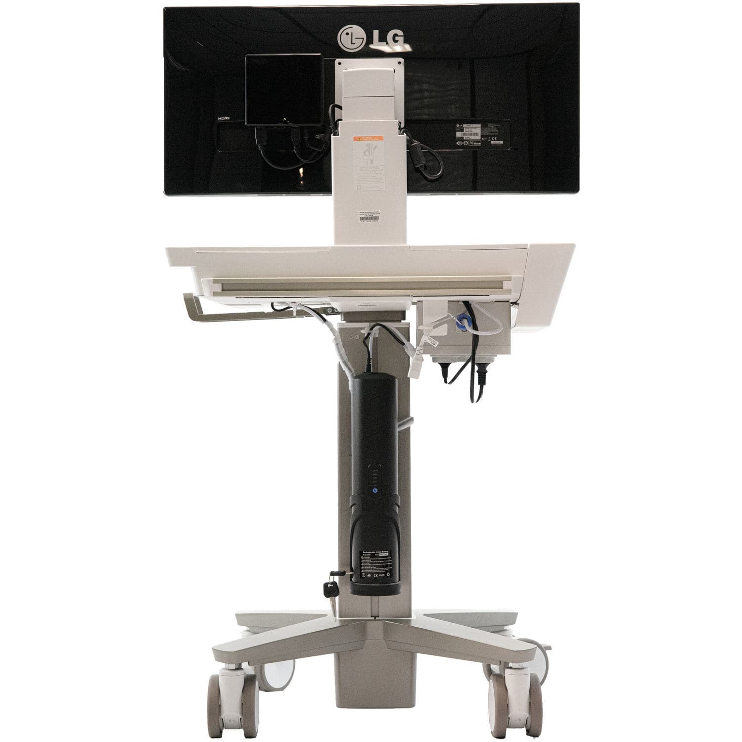 UNICOOO Carrello Porta Computer Regolabile In Altezza – Scrivania Mobile Con Ruote, Postazione Seduti/In Piedi, 4 Piani, Per Home Office