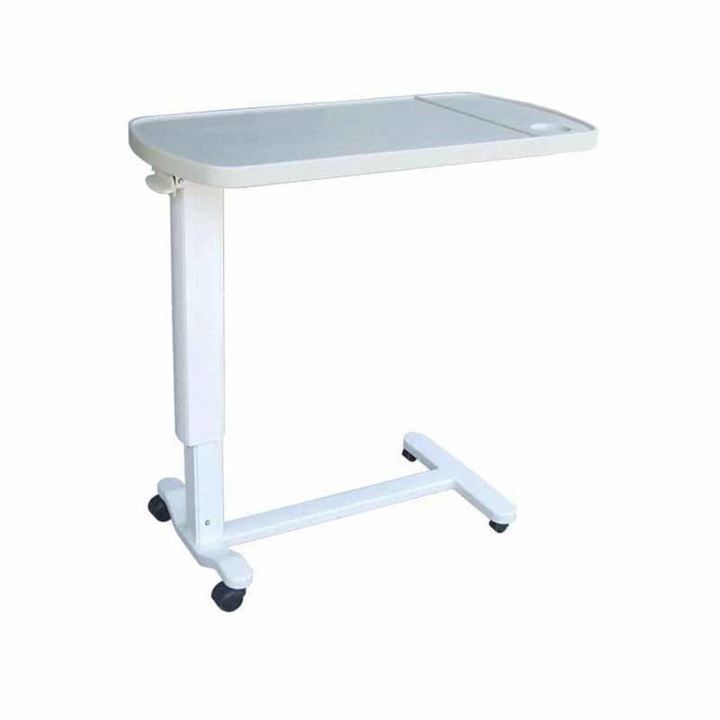 Tavolino Mobile Regolabile Con Ruote, Scrivania Letto A Scomparsa In MDF E Acciaio, Altezza 65-95cm E Lunghezza 115-210cm, Colore Nero