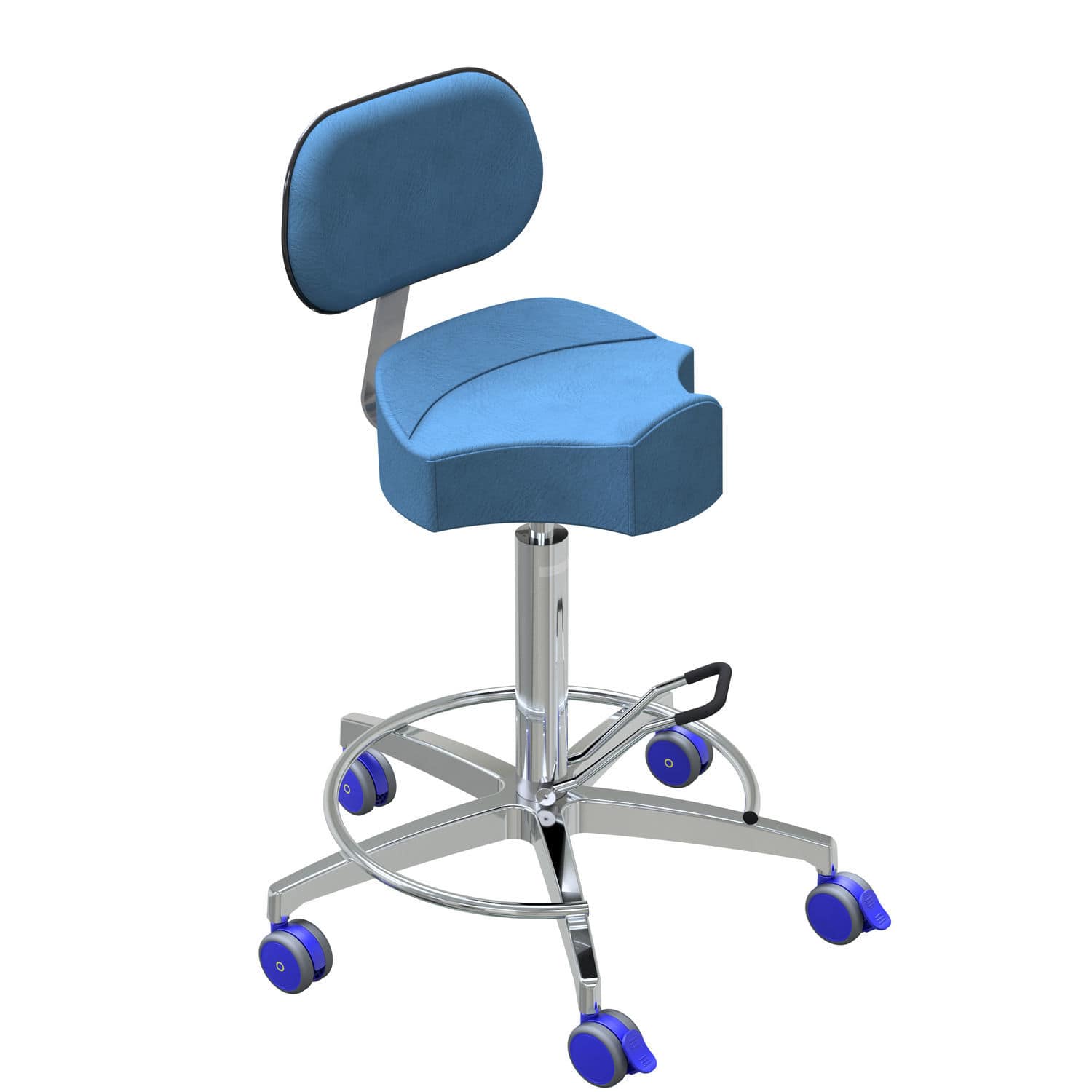 Sgabello Girevole Ergonomico In Poliuretano Con Schienale - Altezza Regolabile 42-57 Cm, Portata 150 Kg