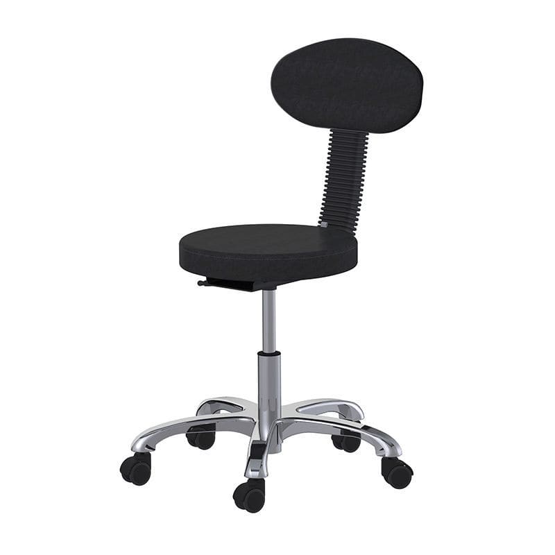 Sgabello Basso Con Rotelle E Schienale In PU Impermeabile – Girevole 360°, Morbido E Comodo, Bianco