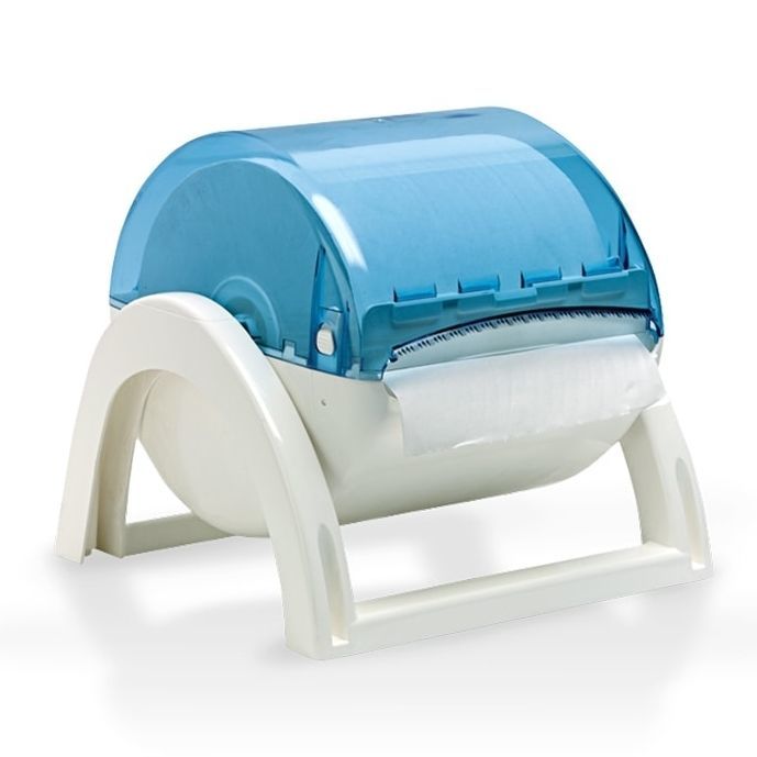 Oasis Creations Distributore Asciugamani Carta Multifold Da Banco – Bianco Lucido Con Finestra Di Ricarica E Ventose, 29x10x20 Cm