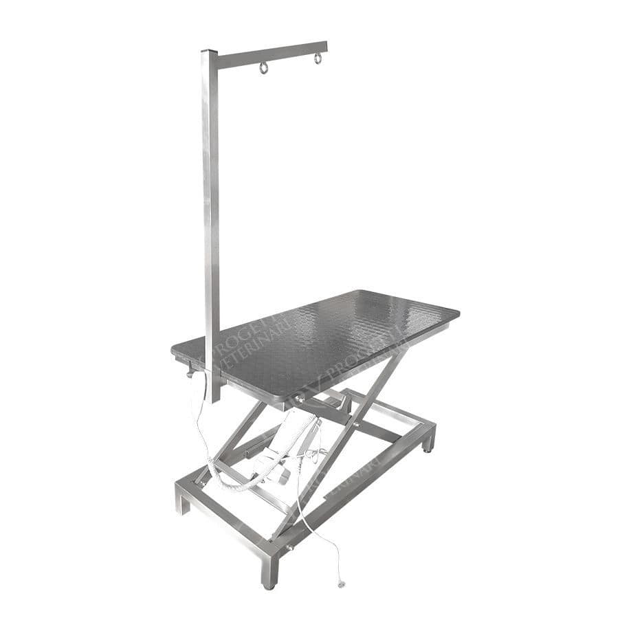Tavolo Professionale Idraulico per Toelettatura Cani - Altezza Regolabile 55-101 cm, Capacità 180 kg, Piano 106x61 cm in Gomma Rosa Antiscivolo, Struttura in Acciaio Bianco, 4 Piedini Livellanti, 3 Gu Tavolo Professionale Idraulico per Toelettatura Cani - Altezza Regolabile 55-101 cm, Capacità 180 kg, Piano 106x61 cm in Gomma Rosa Antiscivolo, Struttura in Acciaio Bianco, 4 Piedini Livellanti, 3 Gu