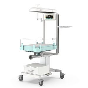 tavolo di rianimazione neonatale con lampada per fototerapia