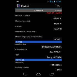 applicazione android per registratore di temperatura