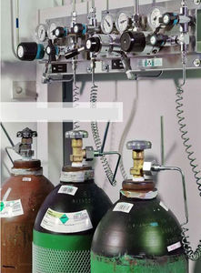 unità di distribuzione di gas medicali con bombola di ossigeno