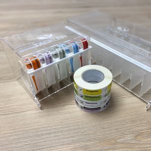 etichetta per scatola di medicinali
