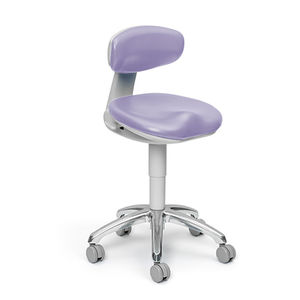 sgabello per studio odontoiatrico / ad altezza regolabile / con rotelle / con schienale