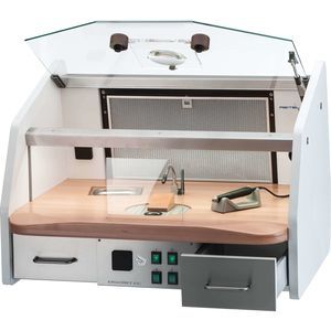 postazione di lavoro per laboratorio odontotecnico con cassetti