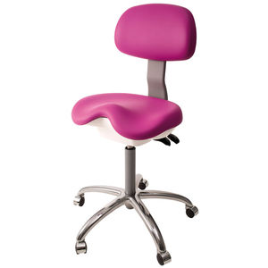 sgabello per studio odontoiatrico / ergonomico / con rotelle / con schienale