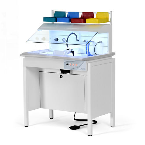 Postazione di lavoro per laboratorio odontotecnico con illuminazione - MAESTROBOX - LORAN - con cappa