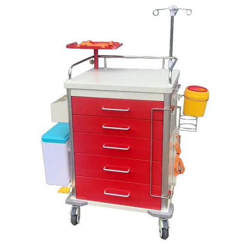 Carrello di emergenza - PX-TC-850D - Pinxing Medical Equipment - 5 cassetti / con cestello / con asta portaflebo