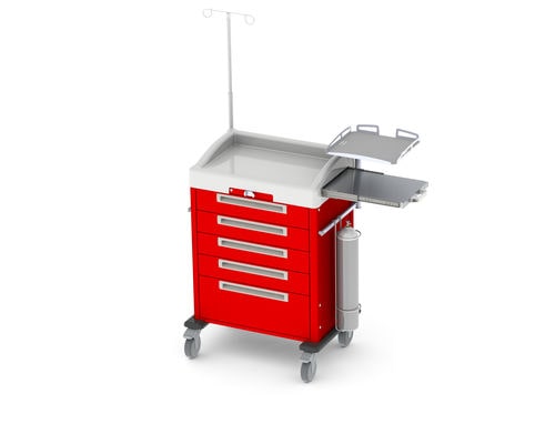 Carrello di emergenza - CRT-M39-KL-44448 - Pegasus Medical Concepts - con portadefibrillatore / con asta portaflebo / con cassetti