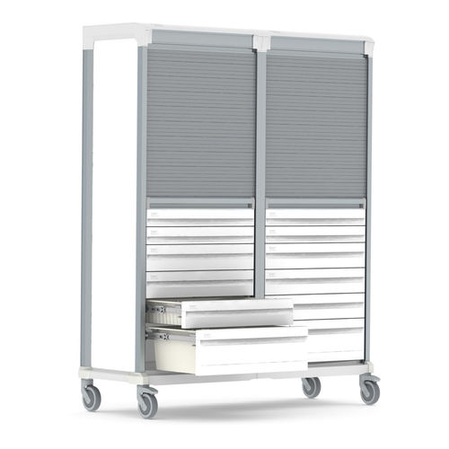 Carrello portabiancheria da laboratorio - Double type E storage cart with integrated drawers - Pegasus Medical Concepts - medico / per biancheria / multifunzione