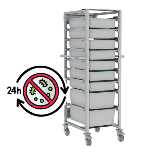 Carrello ospedaliero - Hygieia Single U Antimicrobial - Pegasus Medical Concepts - di sterilizzazione / per materiale sterile / per contenitori di sterilizzazione