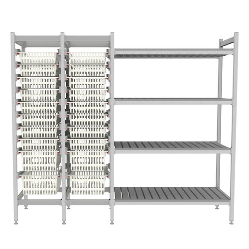 Scaffalatura modulare - TOP SALUS + SHELVES AND BASKETS - Pegasus Medical Concepts - per container / per cestelli / per farmacia