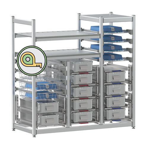 Rack di stoccaggio modulare - SLS-CSPS - Pegasus Medical Concepts - in acciaio inossidabile / in alluminio / ad alta densità
