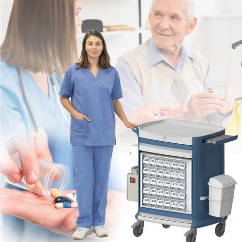 Carrello di distribuzione di farmaci - Pegasus Medical Concepts - per assistenza gerontologica / per monitor / per portapillole