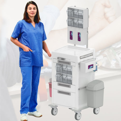 Carrello medico - ECOLINE 40x40 Phlebotomy Pro 2 - Pegasus Medical Concepts - da laboratorio / per consumabili / per farmaci