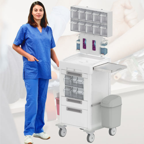 Carrello medico - Ecoline 40x40 Phlebotomy Pro 3 - Pegasus Medical Concepts - ospedaliero / per trattamenti / con cassetti