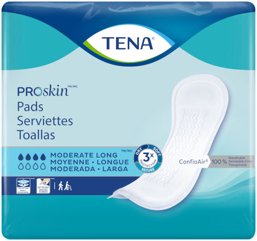 Assorbente igienico esterno per donna - PROSKIN MODERATE LONG - TENA - traspirante / scatola da 60 pezzi