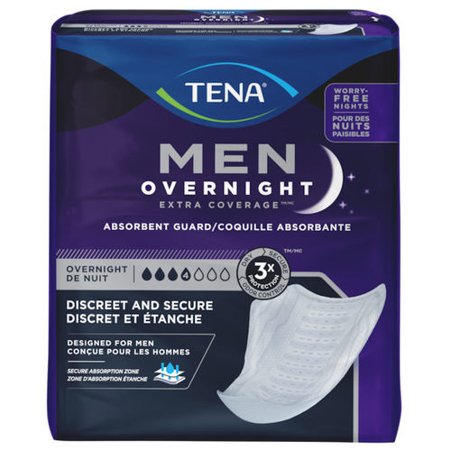Assorbente igienico esterno per uomo - Overnight Extra Coverage™ Guard - TENA - scatola da 16 pezzi / scatola da 30 pezzi