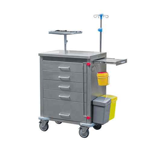 Carrello per trattamenti - BIE018S - BiHealthcare - in alluminio / con cassetti / con ripiano