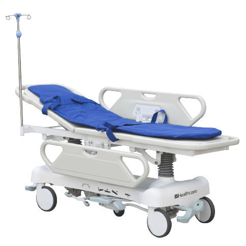 Barella con carrello di trasferimento - BIPT005H - BiHealthcare - idraulica / a 2 sezioni / con barriere laterali