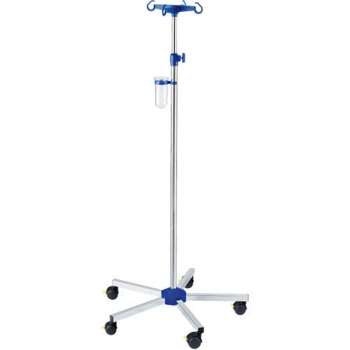 Asta portaflebo con rotelle - GSPRI-N41221 - G. SAMARAS SA - Medical Gas Solutions - 4 ganci / in acciaio inossidabile