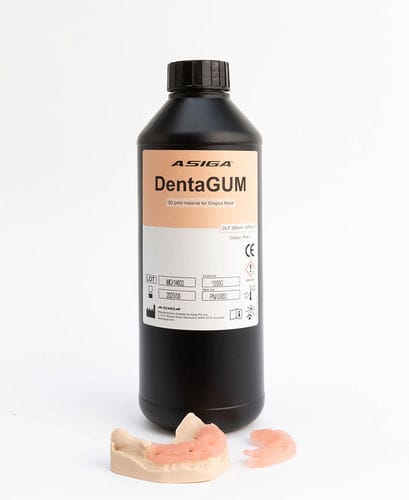 Materiale odontoiatrico in resina - DentaGUM - ASIGA - per stampa 3D / gengivale / liquido