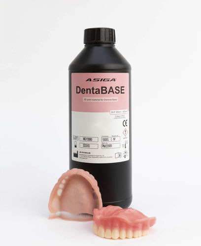 Materiale odontoiatrico in resina - DentaBASE - ASIGA - per stampa 3D / per fabbricazione di dentiere / liquido