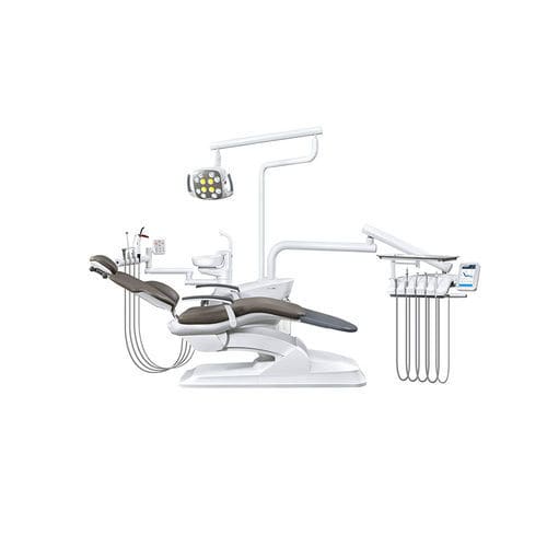 Riunito odontoiatrico con poggiatesta flessibile - ZA-208E - Foshan Ziann Medical Apparatus Co., Ltd - con portastrumenti laterale / con illuminazione / con illuminazione LED
