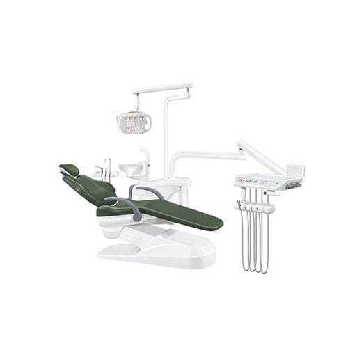 Riunito odontoiatrico con poltrona elettrica - ZA-208C - Foshan Ziann Medical Apparatus Co., Ltd - con poggiatesta flessibile / con portastrumenti / con illuminazione LED