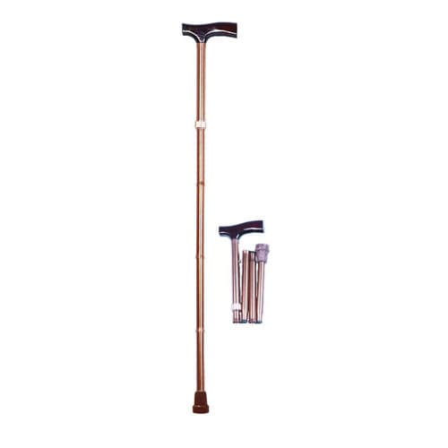 Bastone da passeggio con impugnatura a T - BES-WA09 - Besco Medical - ad altezza regolabile / pieghevole