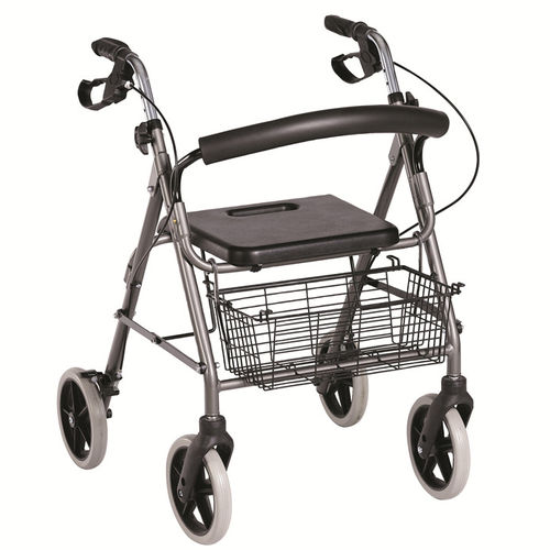 Deambulatore rollator a 4 ruote - BES-WA32 - Besco Medical - telaio in alluminio / con sedile / con cestello