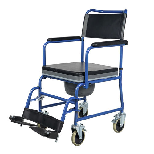 Sedia da toilette con braccioli - BES-BS052 - Besco Medical - con rotelle / con secchio / con poggiapiedi