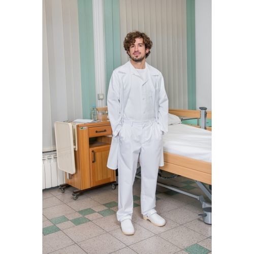 Camice ospedaliero per uomo - 02-000922 - TIMO - in cotone / bianco