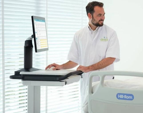 Carrello informatico di distribuzione di farmaci - AMiS-X - ALPHATRON MEDICAL GmbH - con batteria / ad altezza regolabile