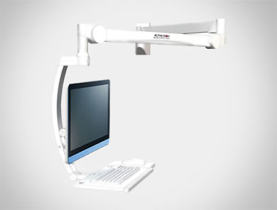 Braccio di supporto articolato - ALPHATRON MEDICAL GmbH - inclinabile / per monitor / medico