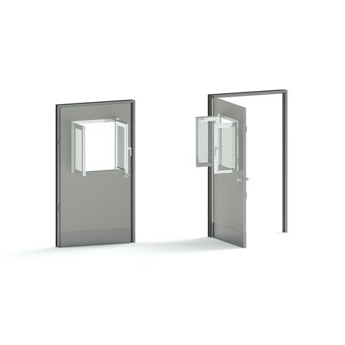 Porta per ospedale - PLUSHINE series   - TBT Medical - battente / in acciaio inossidabile / a vetrina