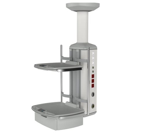 Braccio di distribuzione a soffitto - MG-PENC-V-S - Megasan Medical Gas Systems - per terapia intensiva / semplice / con ripiani